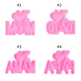 HYROOY I Love Mom Dad Word Keychain Pendant Resin Mold Thanksgiving Silicone Mould Silicone 1#
