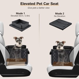 Pecute Dog Booster Car Seat, Dog Car Seat 15.74x12.99x11.02 inches, Stylish Down Leather Dog Car Seat for Small Dog with Storage Pockets and Dog Seat Belt - Pet Car Seat Suitable for Dogs Under 33Lbs
