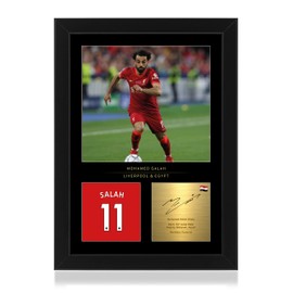Win FC Mo Salah Signed A4 Framed Photo Display - Reproduced Digital Signature - Gift For Liverpool Fans