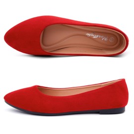 Herstyle Elina Women's Flats, Pointed Toe Ballet Flat Shoes, Slip-On Dressy Flats, Comfortable Casual Ballerina Shoes for Daily Wear, Work, Office, and Party, 1901Red, Size 9.0