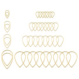 PATIKIL 80Pcs Open Bezel, 4 Sizes Teardrop Resin Bezels Charm Pendants Open Back Bezels Alloy Hollow Frame Bulk for Resin Jewelry Making Earrings Necklace, Gold Tone