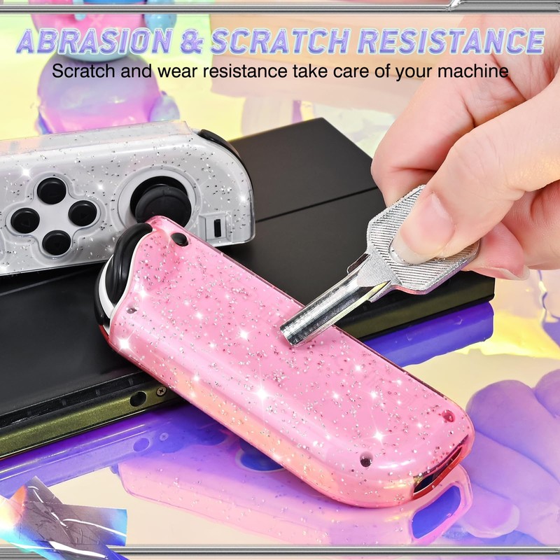 DLseego Protective Case for Switch/Switch OLED Controller, Transparent Glitter Soft