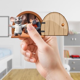 Charming 3D Mouse Hole Decal - Whimsical Door Sticker for Kids' Rooms, Nurseries, and Reading Nooks - Peel and Stick Vinyl Wall Decor