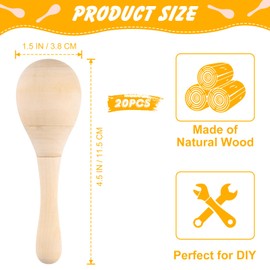 BOUBONI DIY Wooden Maracas for Kids, Mini Maracas for Mexican Fiesta, Cinco De Mayo, Party Supplies, with Multicolor Pens (40)
