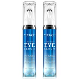 2 Packs Augenserum gegen dunkle Augenringe und Schwellungen - 5% Koffein Augencreme Anti Aging, mit Retinol Hyaluronsäure Niacinamid, Augencreme gegen Tränensäcke mit 360° Augenroller