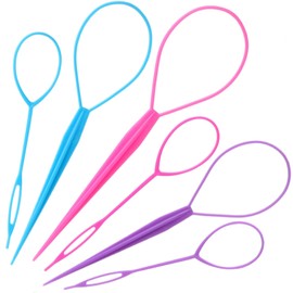 Schembo Schembo Topsy Tail Hair Tool 6pcs Hair Loop Styling Tool Set, 3 Colors Ponytail Hair Pull Through Tool, Two Sizes of Topsy Turvy Hair Tool for Women,Girls and Kids, Hair Flip Tool (pink/purple/blue)