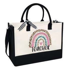LIYACHAO Teacher Appreciation Gifts for Women,Teacher Gifts for Women, Gifts for Teachers Women,Teacher Birthday Gifts for Women,Canvas Zipper Tote Bag for Teachers
