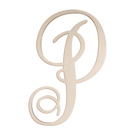 Cursive Wooden Letters P for Wall Decor 14 Inch Large Wooden Letters Unfinished Monogram Wood Letter Crafts Alphabet Sign Cutouts for DIY Painting Door Hanger (P)