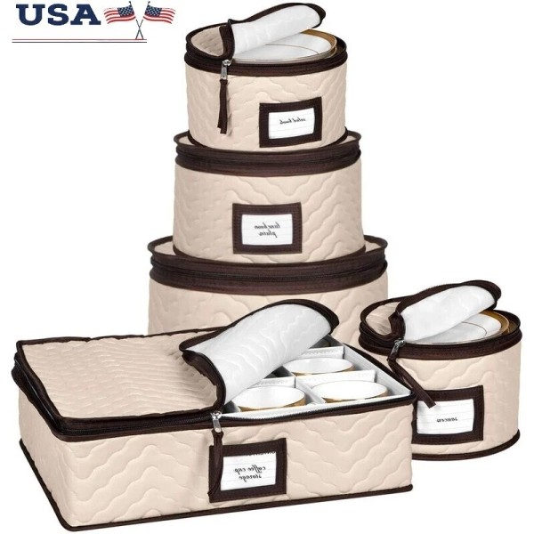 Unbranded 5-Piece China Storage Container Set Dinnerware Plates Glasses Mugs