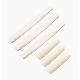TSUCIA Guitar Bridge Nut & Saddle Replacement Parts for Real Bones Acoustic Guitar Sounds (3 Sets 6pcs)