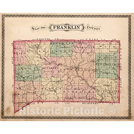 Historic Map : County Atlas Map, Franklin County, Indiana. 1882 - Vintage Wall Art - 24in x 20in