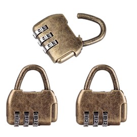 Guoguonb Pack of 3 Retro Mini Antique Style Combination Lock Adjustable 3-Digit Combination Lock Luggage Lock Padlock Combination Lock for Gym Door Outer Tent Travel Backpack Locker
