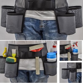 Cleaning Tool Belt, Adjustable Cleaning Bottle Holster Belt, Window Cleaning Belt, Tool Storage Belt With 4 Pockets for Housekeeping Cleaning Caddy, Waist Tools Bag Belt House Cleaning Supplies