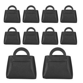 sourcing map 10Pcs PU Leather Black Gift Boxes with Handles, 4.7 x 2.4 x 5 Party Favor Bag Reusable Candy Gift Boxes