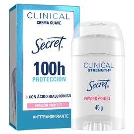 SECRET, Desodorante Mujer, Desodorante Clinical con Ácido Hialurónico, Crema Suave, Powder Protect Cotton, 45 GR