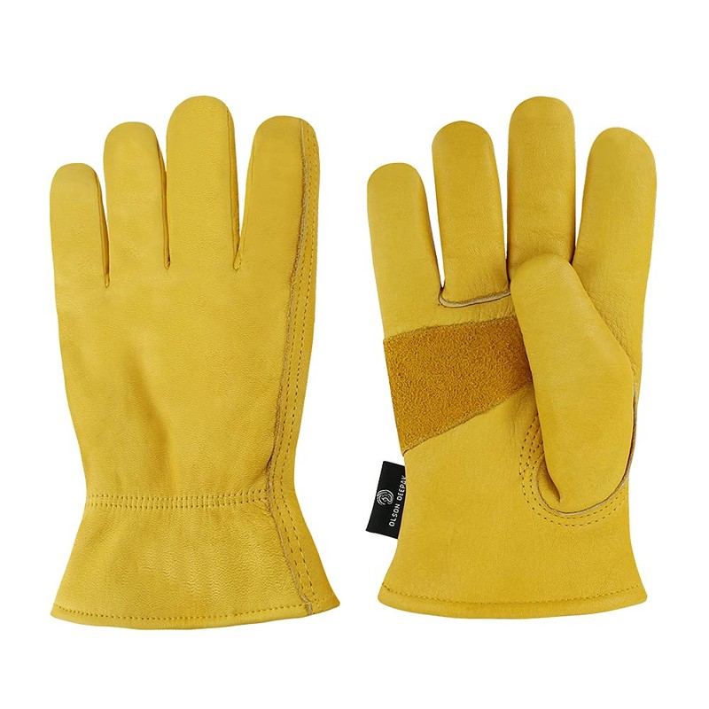 OLSON DEEPAK Winter Work Gloves, Insulated Leather Gloves, Thermal Cotton