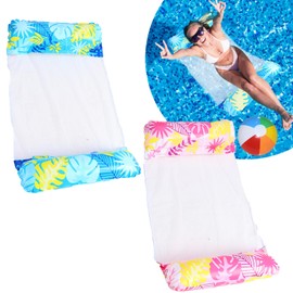 2 Pack Pool Float Wasser Hängematte für Erwachsene, Aufblasbare Hängematte für Schwimmbad Float, 4-in-1 Mehrzweck-aufblasbare Hängematte Bett Floß Liege Schwimmer Liege mit einer manuellen Luftpumpe