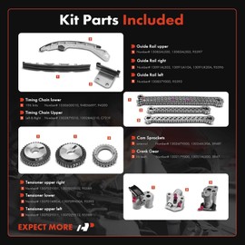 A-Premium Set of 12PCS Engine Timing Chain Kit W/Sprocket [fits DOHC, 6Cyl 3.5L] Compatible with Infiniti FX35 03-08, G35 03-07, I35 02-04, M35 06-08 & Nissan 350Z 03-07, Maxima 02-03, Murano 03-07
