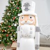 Sunnydaze 3ft Sterling The Silver Nutcracker Christmas Decoration - Polyresin