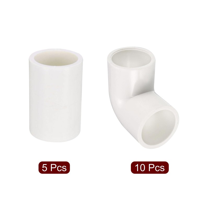 sourcing map 20mm PVC Pipe Fitting Straight Coupling Adapter 5pcs,