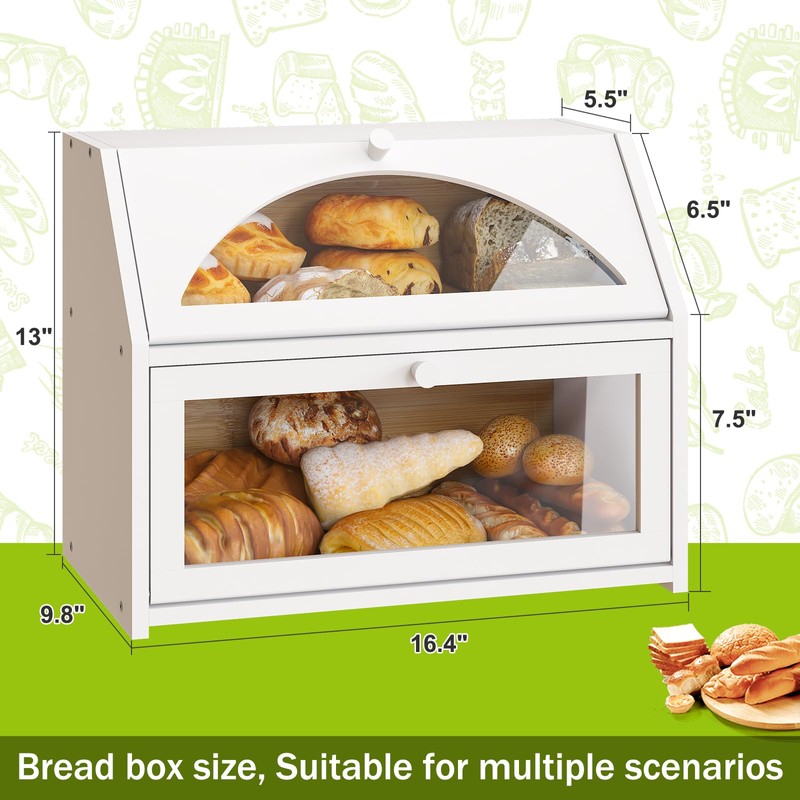 BMOSU Bamboo Bread Box for Kitchen Bread Storage And Organizer