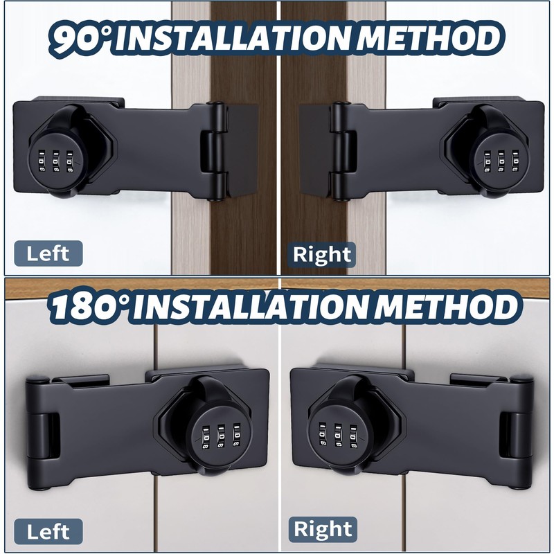 4.5Inch Cabinet Password Hasp Lock 3-Digit Combination Door Lock Internal,