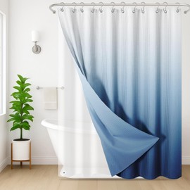Nesphy 3 in 1 Shower Curtain and Liner,72 x 72 inch, Ombre Blue