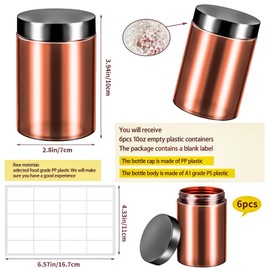 MotBach 6 Pack 10oz Amber Plastic Jars Round Clear Containers with Lids, 300ml Empty Small Cosmetic Jars Makeup Containers, 10ounce Slime Jar Travel Cosmetic Container for Travel Makeup Beauty Product