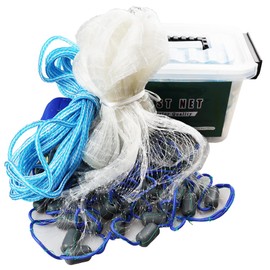 Saltwater American Fishing Cast Net, KZWT Fisning Net with Coated Heavy Duty Sinkers for Bait Shrimp Trap Fish, Throw Style 3FT-12FT Fishing Net for Freshwater and Saltwater