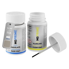 MG PRIME Autolack Lackstift Set für MG SSA / SCRWE9704 Medal Silver Metallic Basislack Klarlack je 50ml