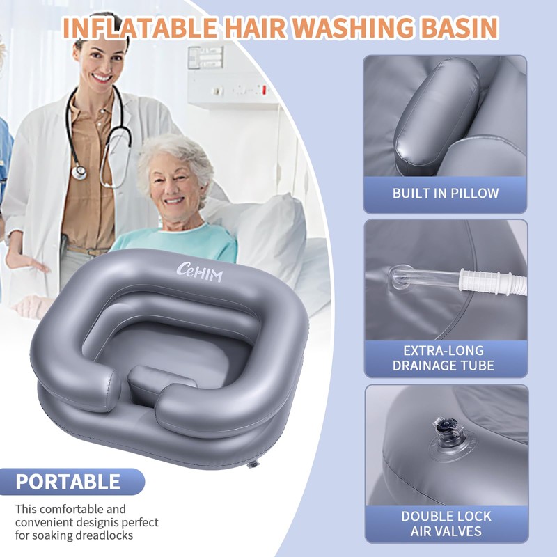 Cehim Inflatable Shampoo Basin - Portable Shampoo Bowl, Hair Washing
