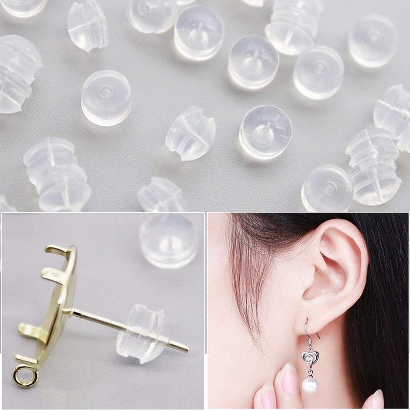 Silicone Earring Backs, Clear Earring Backings, 20PCS Soft Earring Stoppers,