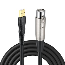 EBXYA 10 ft USB to XLR Microphone Cable - 3 Pin XLR Female Cables Adapter with USB to Type-C Adapter Cord for Audio Recording, Karaoke, Live Podcast