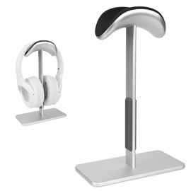 Gosknor Headphone Stand for Airpods Max, Headset Holder with Sleep Mode Modern Style Earphone Hanger Support with Anti-Slip Base Gamer Room Accessories Supplies Gifts (Silver)