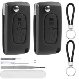DXiongW DXiongW 2 Stck Autoschlssel Geh?use 2 Tasten CE0536 HU83 Kompatibel mit Peugeot 207 307 308 407 408 607 und Citroen C3 C2 C4 C5 C6 C8 Fernbedienung Schlsselgeh?use mit Batteriehalter und Schlitz