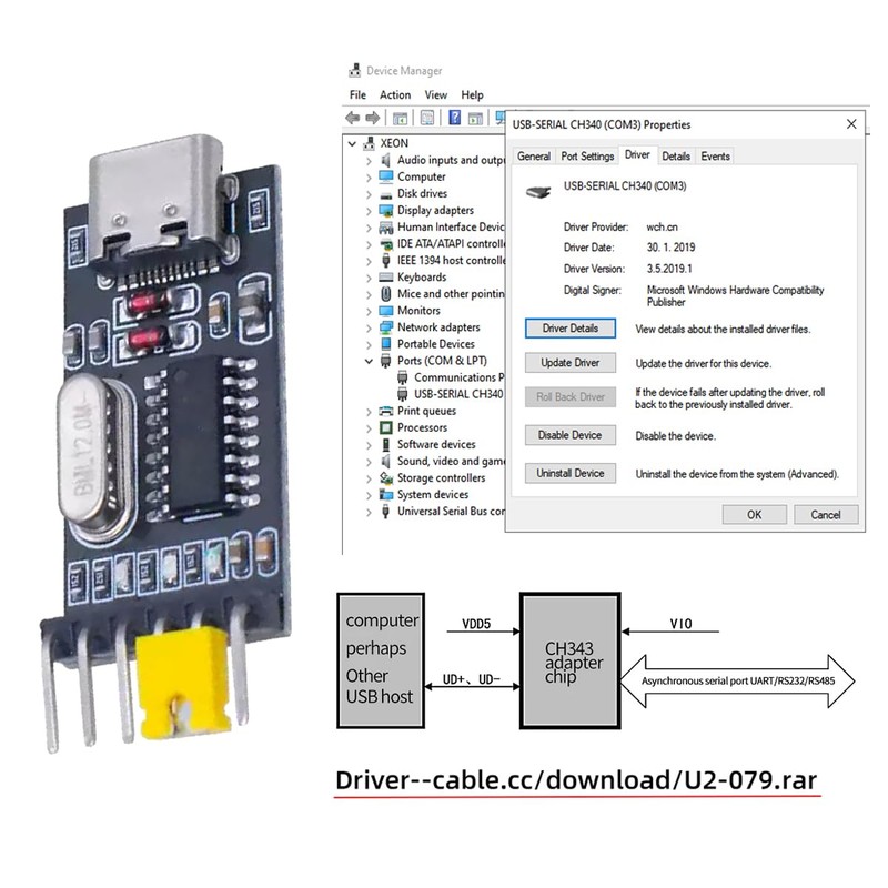 CY USB-C Type-C Female to TTL Converter UART STC Module
