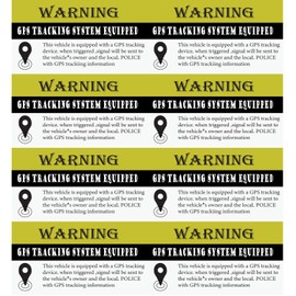 8pcs GPS Tracking Sticker - Anti-Theft Car Vehicle Warning Sign - 2.8" x 1.5" Self Adhesive Car Decals - 4pc Front Adhesive + 4pc Back Adhesive Stickers Window, Car, Motorcycle, Bike, Vehicle