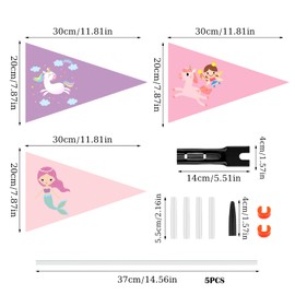 IWTBNOA Pack of 3 Bicycle Bunting for Children, Children's Bicycle Flag, Bicycle Bunting Children, Safety Flag with Mounting Bracket, Bicycle Bunting, Bicycle Pennant for Children's Bicycle Mountain