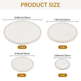 CREATCABIN 5Pcs Wooden Crochet Bag Base Crochet Basket Bottom Round Circle Flat Round Woven Knitting Blank Natural Bases Shaper Kit Accessories for Basket Handbag Weaving Supplies DIY Making Crafts