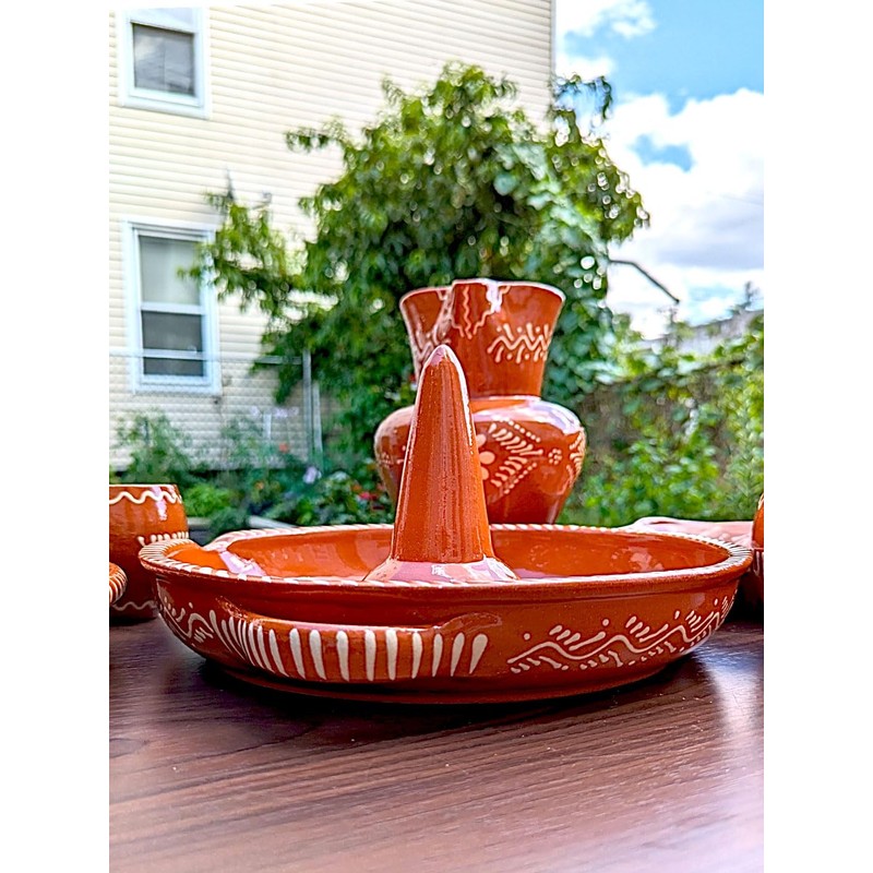 Portuguese Pottery Glazed Terracotta Clay Chicken Roaster