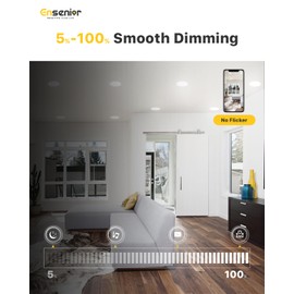 Ensenior Ensenior 12 Pack 6 Inch LED Recessed Ceiling Light, Dimmable, 2700K-5000K 5CCT, 1050LM 12W 120V, High Brightness Canless Wafer Downlight - ETL&FCC&IC