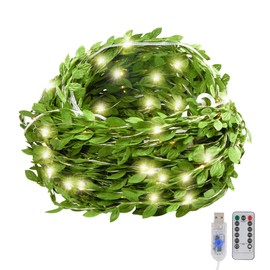 Vine with Fairy Lights USB Plug - 300 LED 9.8x9.8ft Hanging String Lights Outdoor Greenery Garland with Hook Remote for Christmas Wedding Backdrop Wall Ceiling Mantle Garden Decor DIY Crafts
