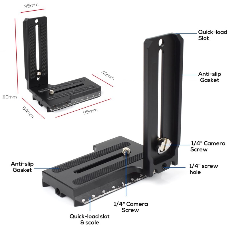EaxanPic Aluminum L Bracket Vertical Horizontal Switching Quick Release Plate