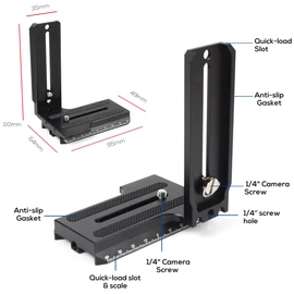 EaxanPic Aluminum L Bracket Vertical Horizontal Switching Quick Release Plate for Zhiyun Weebill-S Crane 2/3 Gimbal Stabilizer Tripod Monopod and SLRs