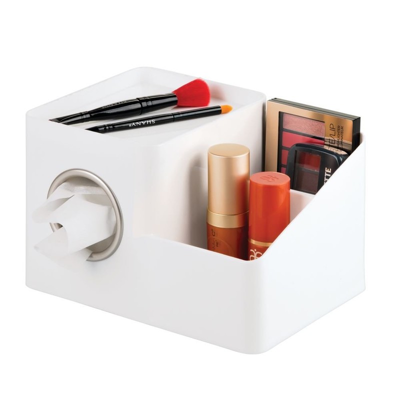 iDesign Facial Tissue Box Cover and Storage Caddy for Bathroom