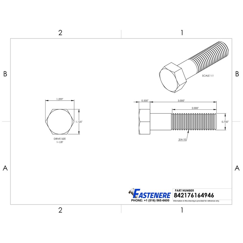 3/4-10 x 3" Hex Head Cap Screw Bolts, External Hex
