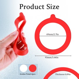 BOHUIZ 4 Pcs Rubber Seals for Glass Jars, 3.75" Silicone Replacement Gasket Leak-Proof Canning Silicone Fitting Seals for Mason Jar Lids Glass Clip Top Jars(4 PCS)