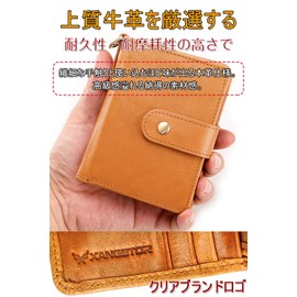 XANGETOR Men's Bifold Wallet, Popular, Genuine Leather, Coin Pocket, Folding Wallet, Large Capacity, RFID & Magnetic Skimming Protection, 13 Card Slots, Small Wallet, Zipper, Photo Holder, Braun