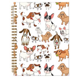 ZHIZHEND Spiral Journal Notebook,A5 Hardcover Lined Journals for Women Girl 6 x 8.3 in,120 Pages Thick Paper,Cute College Ruled Writing Notebook for Gifts Office Work School(Cute Funny Dogs)
