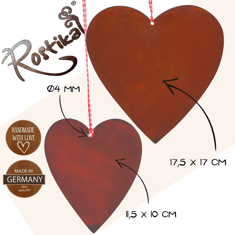 Rostikal Hanging Decoration Heart with Ribbon Garden Decoration Rust Decoration